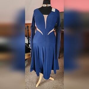 Smooth Ballroom Dress with feather sleeve detail.